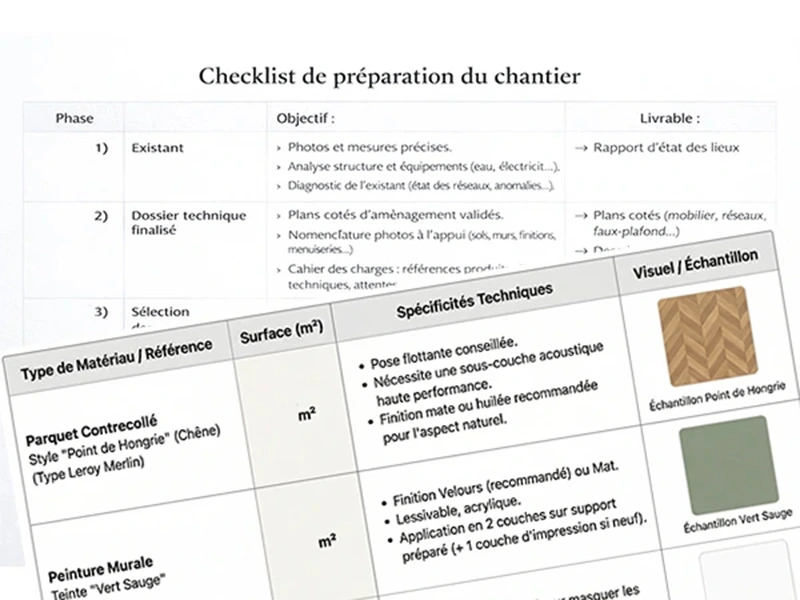 Feuille de route travaux et shopping list Kasoar Home